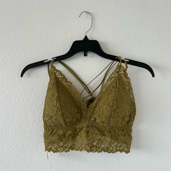 PINK Victoria's Secret Green Lace Bralette Size XL - Picture 1 of 5